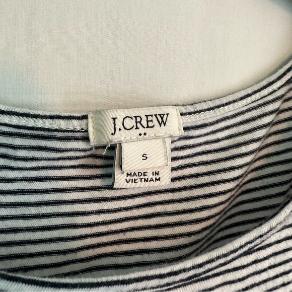 J. Crew size S navy and white striped dress with ruffle sleeves - Picture 3 of 7